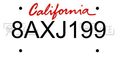 8AXJ199 California License Plate