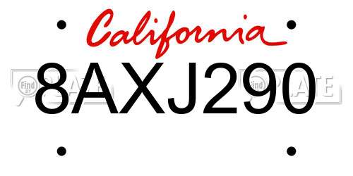 8AXJ290 California License Plate