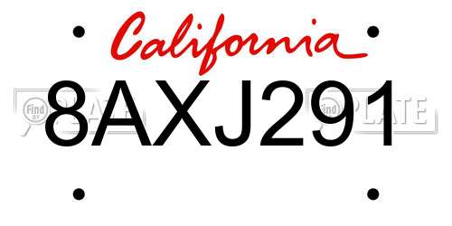 8AXJ291 California License Plate