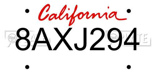 8AXJ294 California License Plate