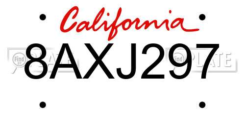 8AXJ297 California License Plate
