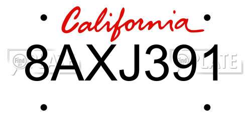 8AXJ391 California License Plate