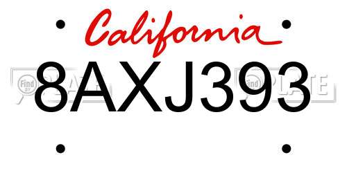 8AXJ393 California License Plate