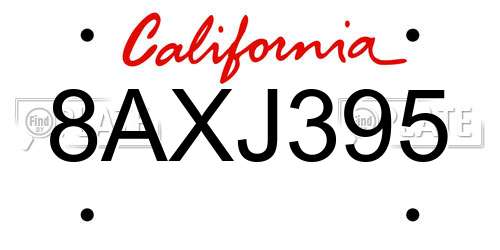 8AXJ395 California License Plate