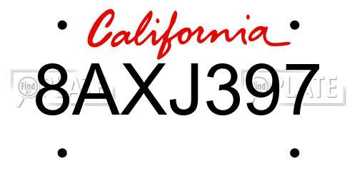 8AXJ397 California License Plate