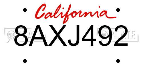 8AXJ492 California License Plate