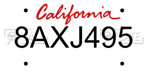 8AXJ495 California License Plate