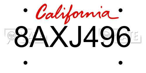8AXJ496 California License Plate