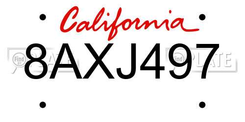 8AXJ497 California License Plate