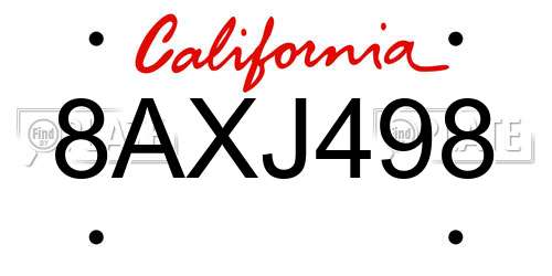 8AXJ498 California License Plate