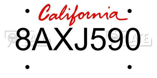 8AXJ590 California License Plate