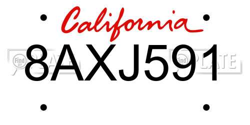 8AXJ591 California License Plate
