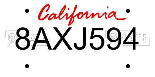 8AXJ594 California License Plate