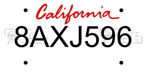 8AXJ596 California License Plate