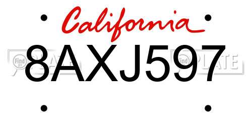 8AXJ597 California License Plate