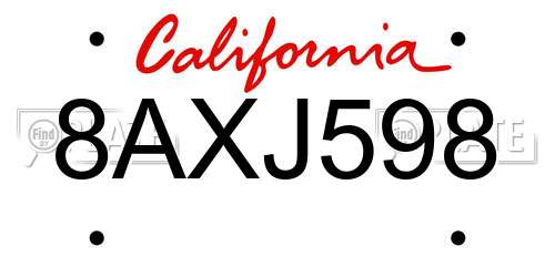 8AXJ598 California License Plate