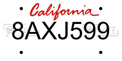 8AXJ599 California License Plate