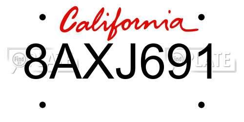 8AXJ691 California License Plate