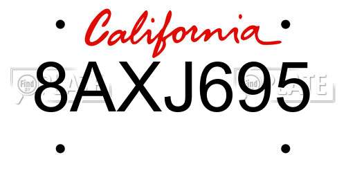 8AXJ695 California License Plate