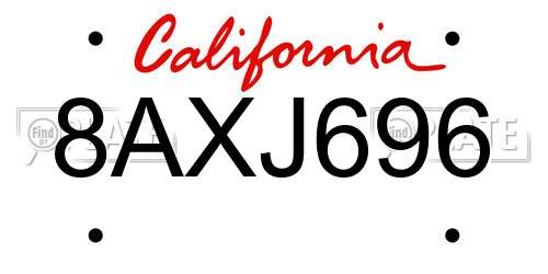 8AXJ696 California License Plate