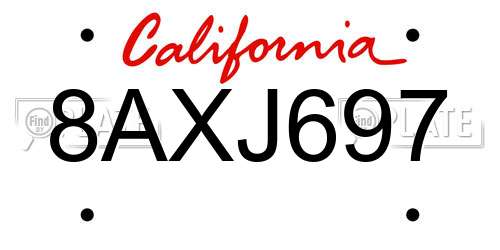 8AXJ697 California License Plate