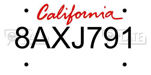 8AXJ791 California License Plate