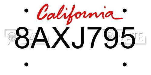 8AXJ795 California License Plate