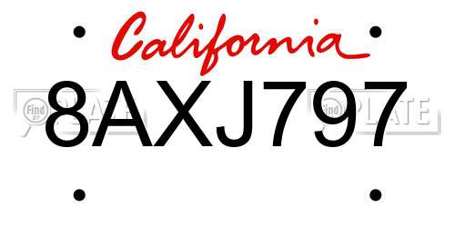 8AXJ797 California License Plate