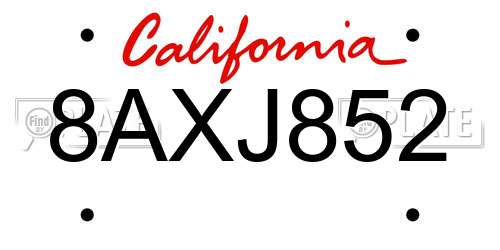 8AXJ852 California License Plate