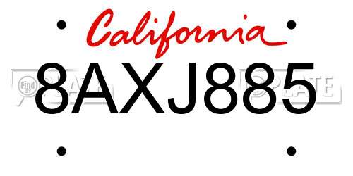 8AXJ885 California License Plate