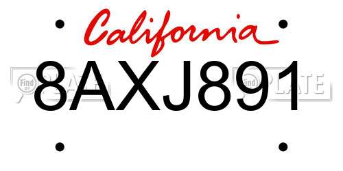 8AXJ891 California License Plate