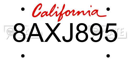 8AXJ895 California License Plate