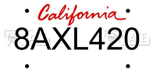 8AXL420 California License Plate