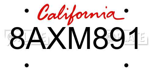 8AXM891 California License Plate