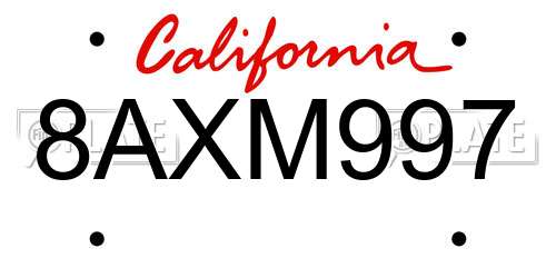 8AXM997 California License Plate