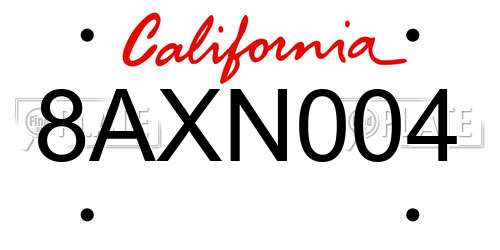 8AXN004 California License Plate