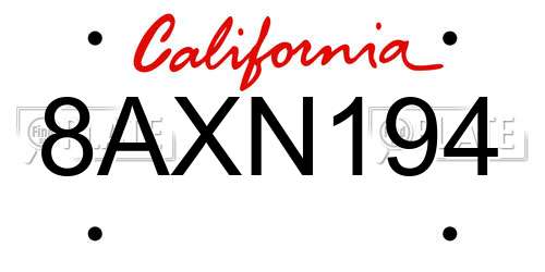 8AXN194 California License Plate