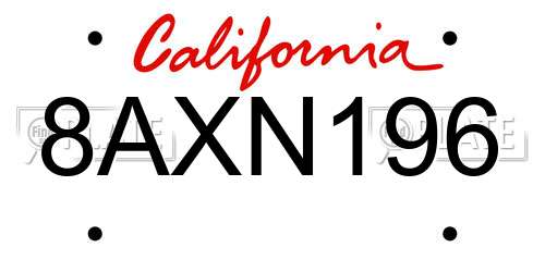 8AXN196 California License Plate