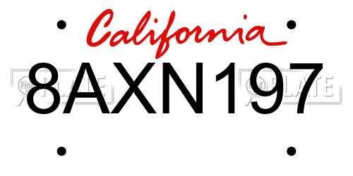 8AXN197 California License Plate