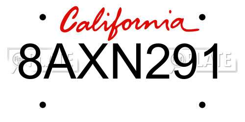 8AXN291 California License Plate