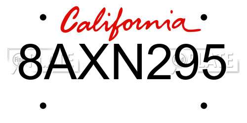 8AXN295 California License Plate
