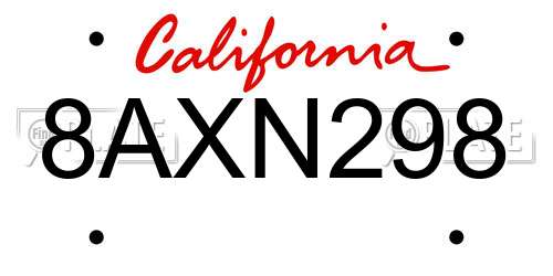 8AXN298 California License Plate