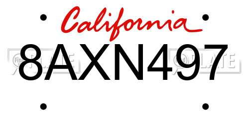 8AXN497 California License Plate