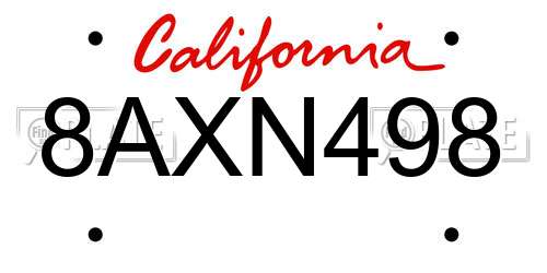 8AXN498 California License Plate