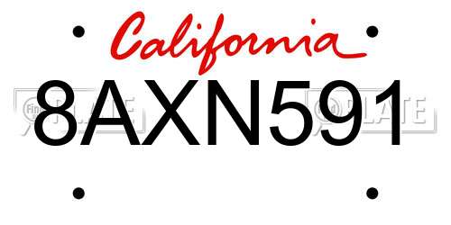8AXN591 California License Plate