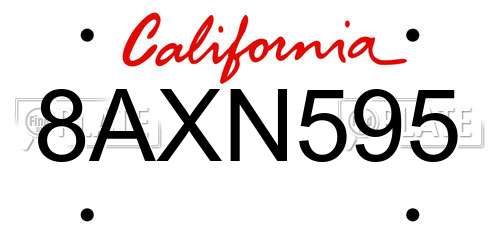 8AXN595 California License Plate