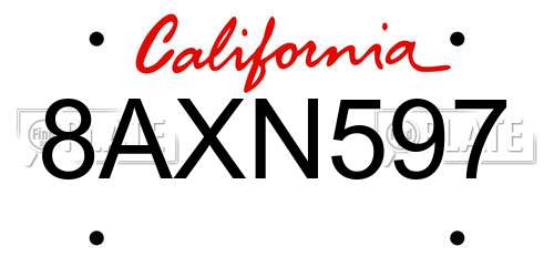 8AXN597 California License Plate