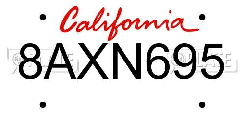 8AXN695 California License Plate
