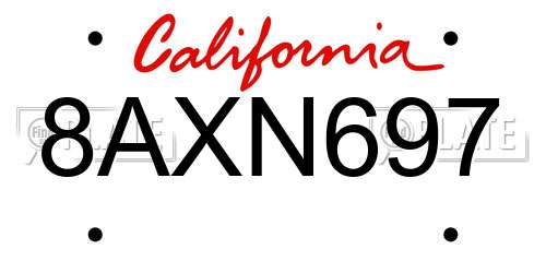 8AXN697 California License Plate