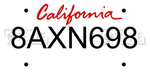 8AXN698 California License Plate